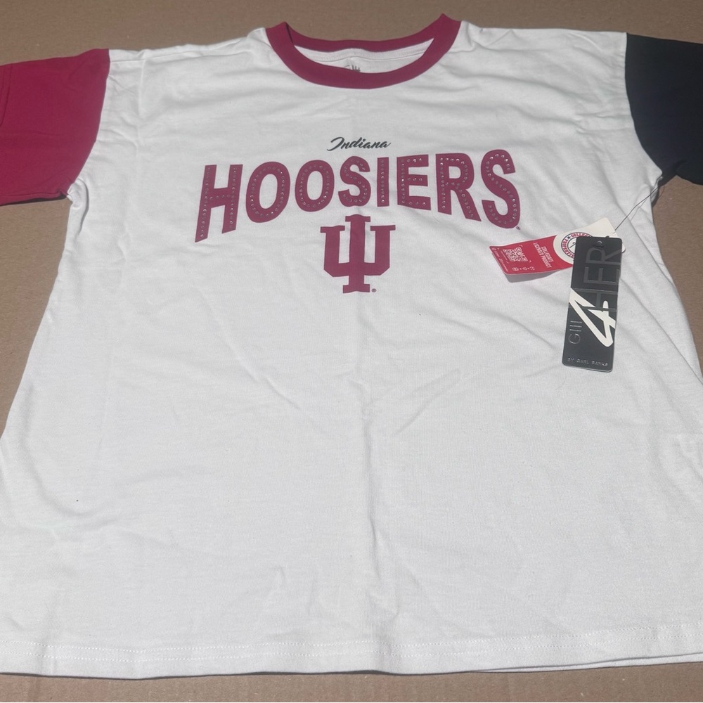 Indiana Hoosiers womens T-Shirt - White and Red black. Medium. NWT